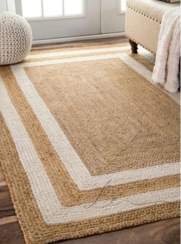 Double Border Natural Jute Area Rug