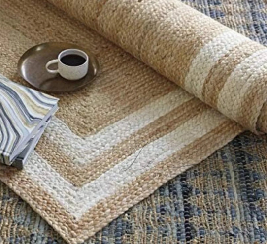 Double Border Natural Jute Area Rug