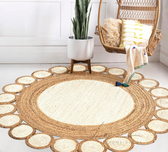 Natural Dual Tone Warm Jute Round Rug