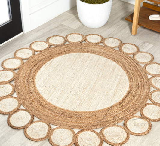 Natural Dual Tone Warm Jute Round Rug