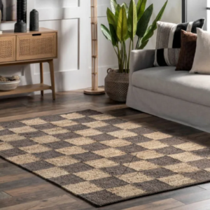 Natural Brown Blocks Jute Area Rug