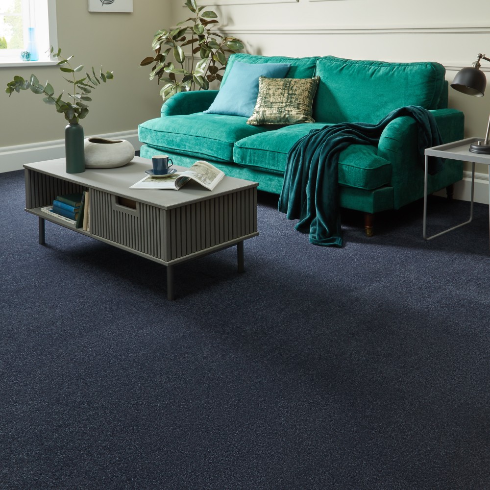 Dark Blue Color Saxony Carpets