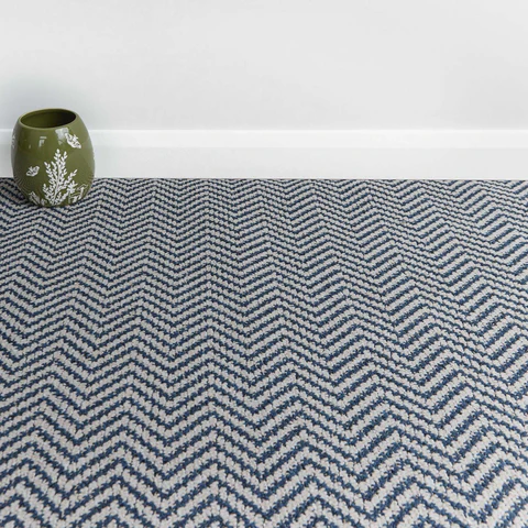 Textured Blue and Navy Blue Zig zag carpets dubai